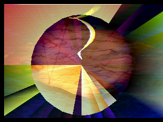 The bug: hard-edged rainbow wedges radiating from the centre